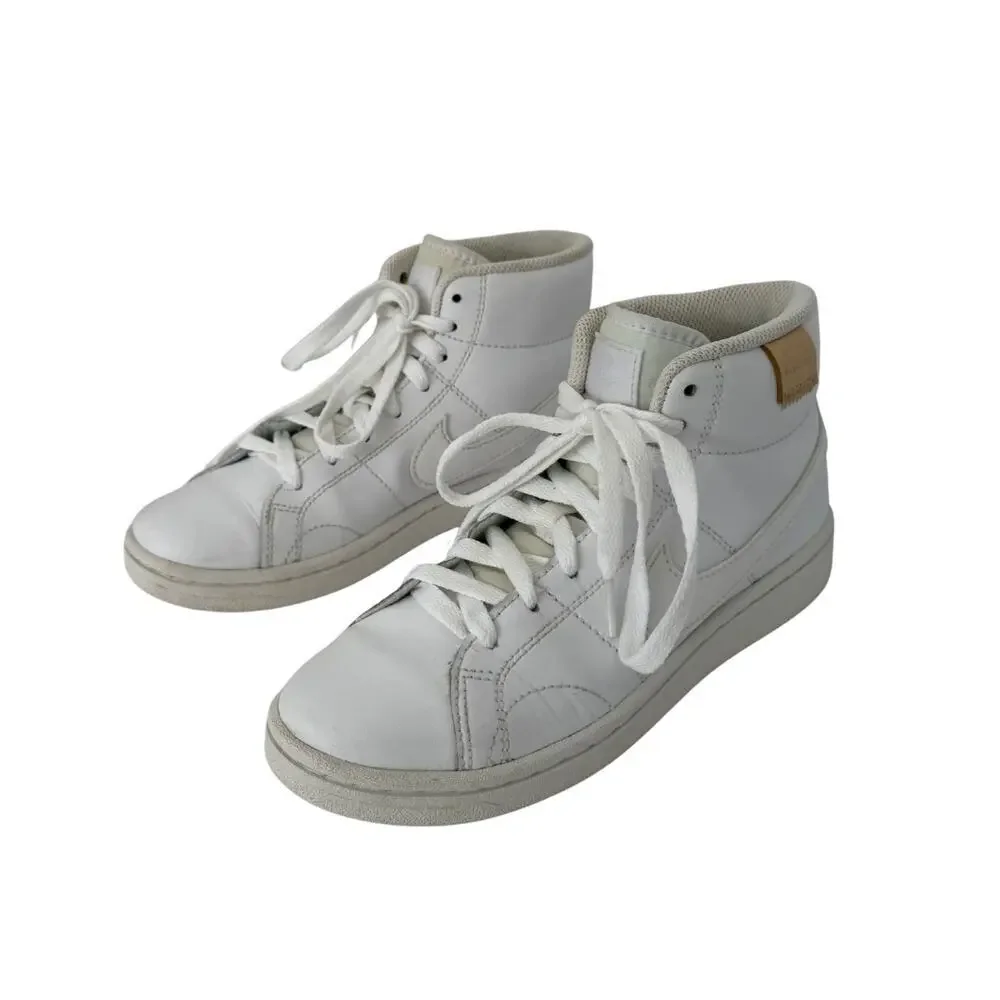 Nike White Leather High Top Sneakers Womens Size 6 Lace Up Casual Shoes